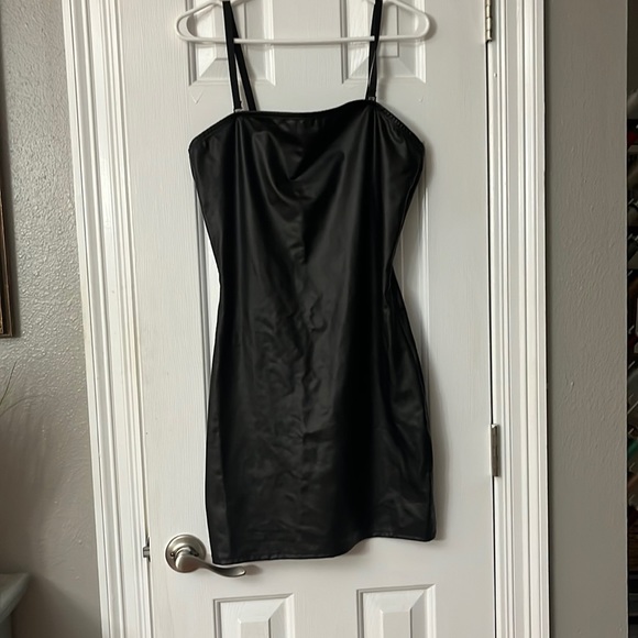 Spirit Dresses & Skirts - Removable straps! Faux leather mini dress black size large